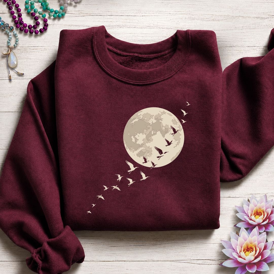 Printify Sweatshirt Moonlight Flight Sweatshirt Maroon / S