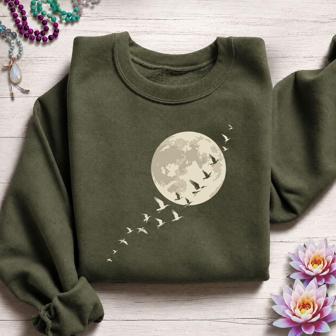 Printify Sweatshirt Moonlight Flight Sweatshirt Military Green / S