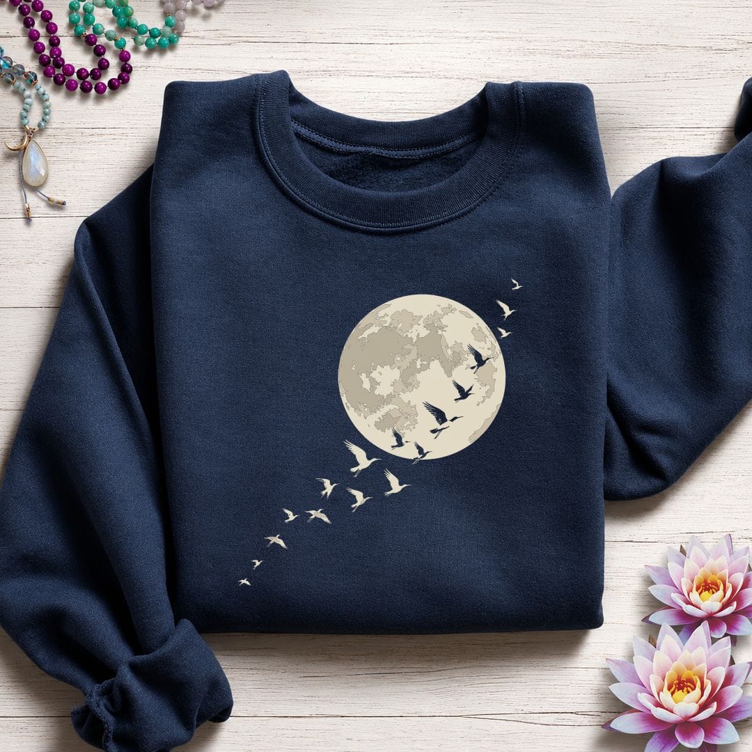 Printify Sweatshirt Moonlight Flight Sweatshirt Navy / S