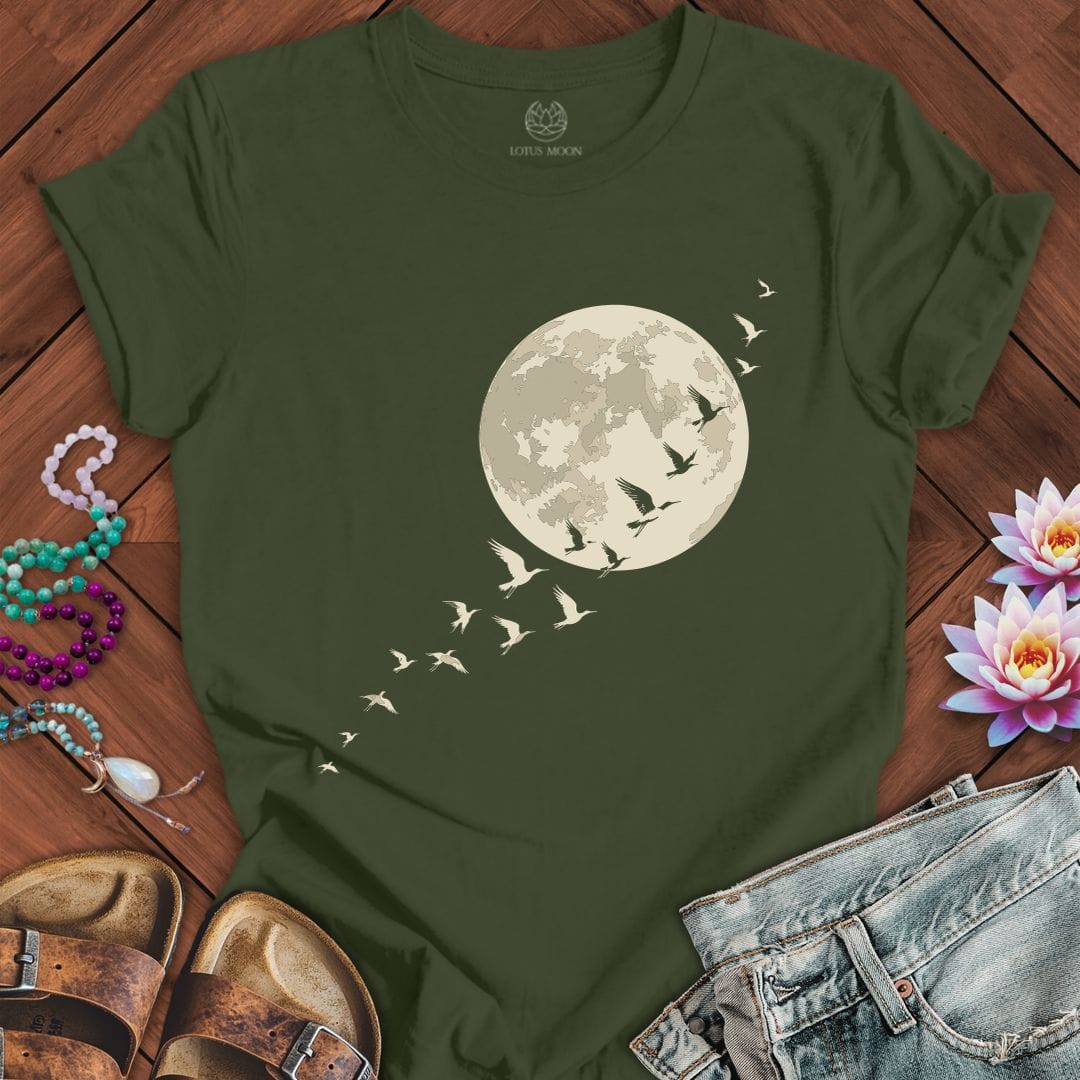 Printify T-Shirt Moonlight Flight Tee Military Green / S