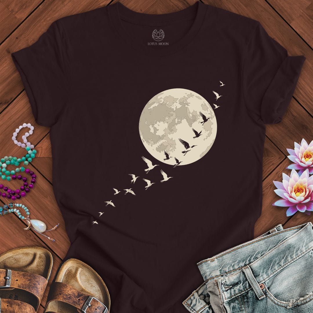 Printify T-Shirt Moonlight Flight Tee Oxblood Black / S