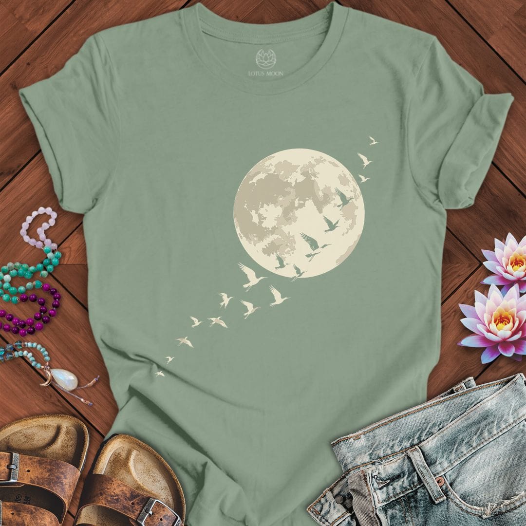 Printify T-Shirt Moonlight Flight Tee Sage / S