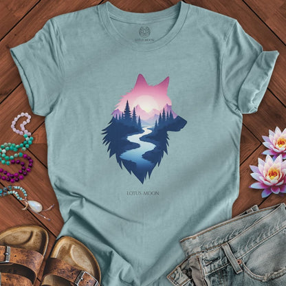 Mountain Wolf Tee Heather Blue Lagoon