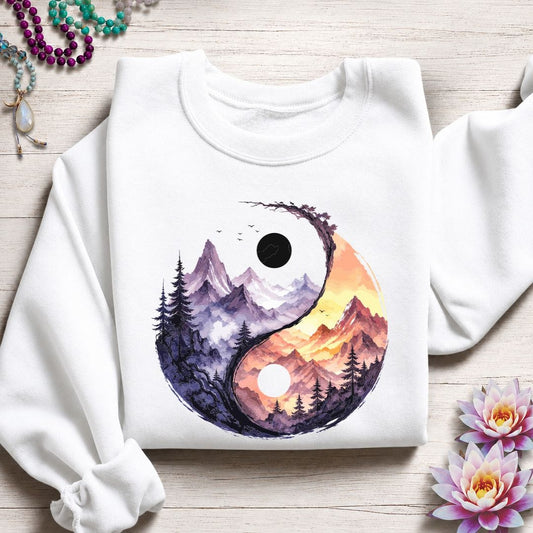 Mountain Yin Yang Sweatshirt White