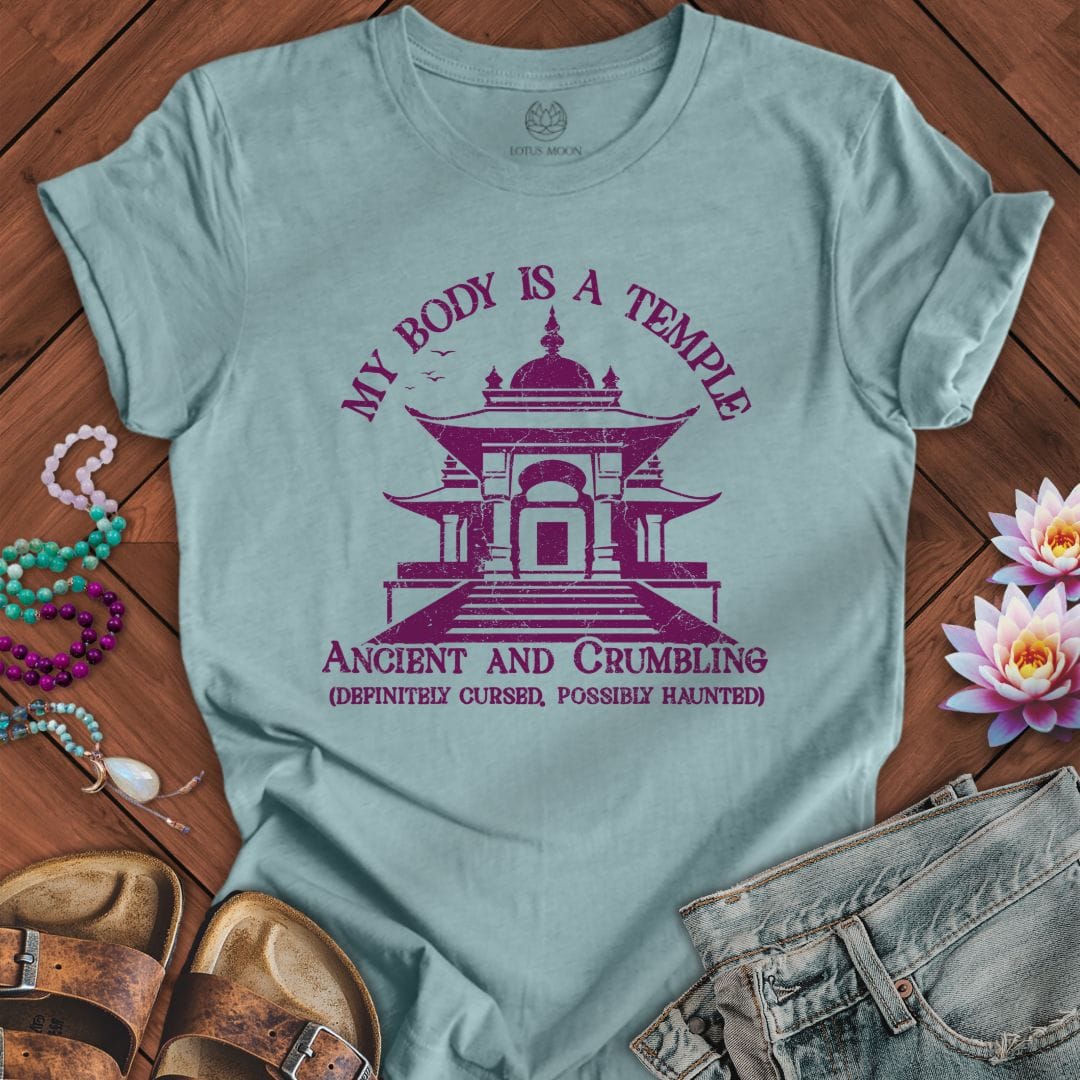 My Body The Temple Tee Heather Blue Lagoon