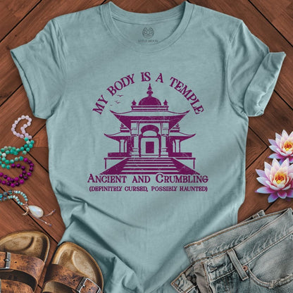 My Body The Temple Tee Heather Blue Lagoon