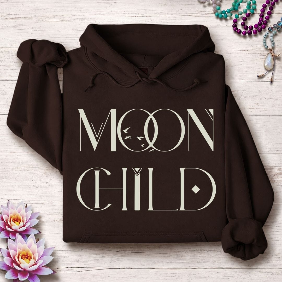 Printify Hoodie Mystic Moon Child Hoodie Dark Chocolate / S