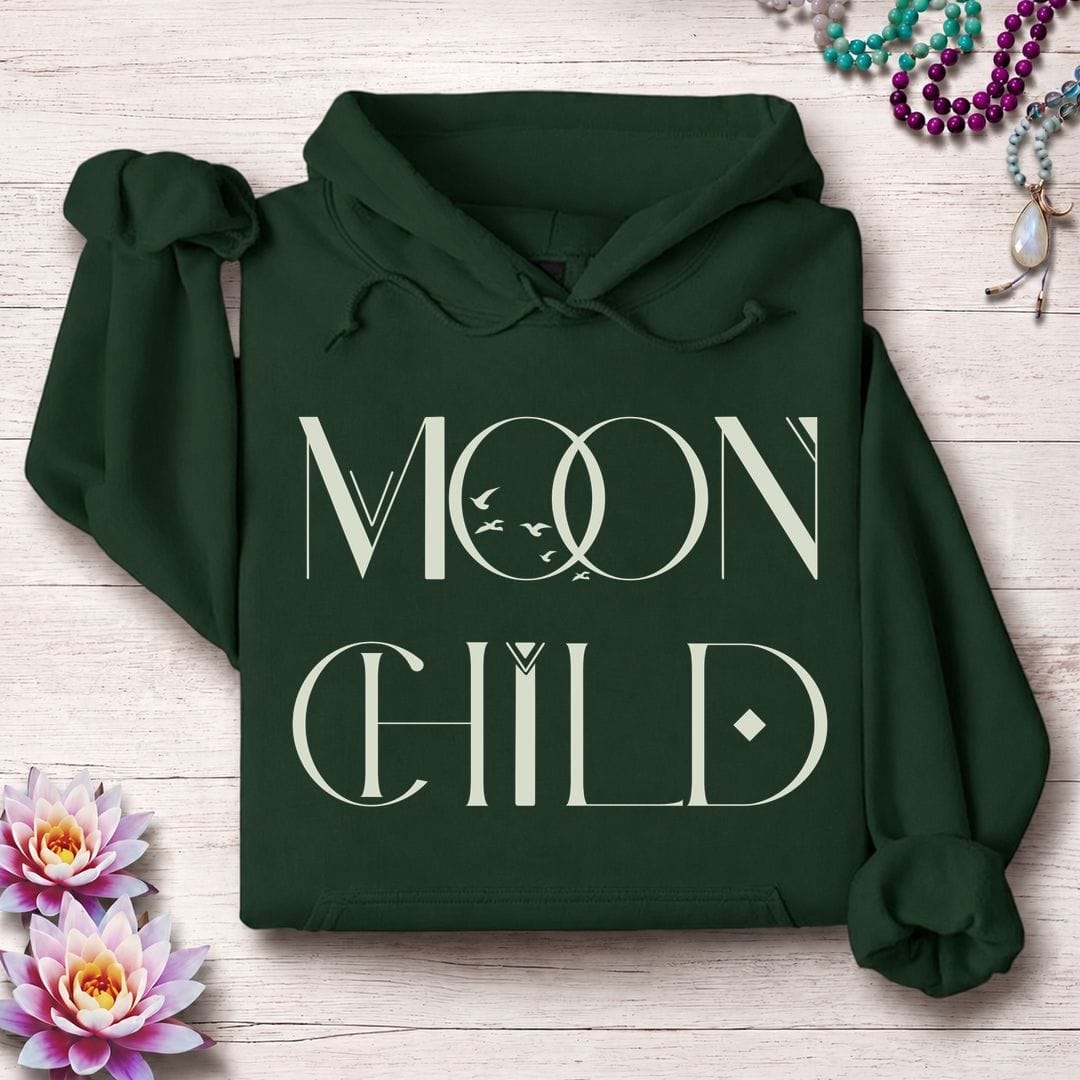 Printify Hoodie Mystic Moon Child Hoodie Forest Green / S