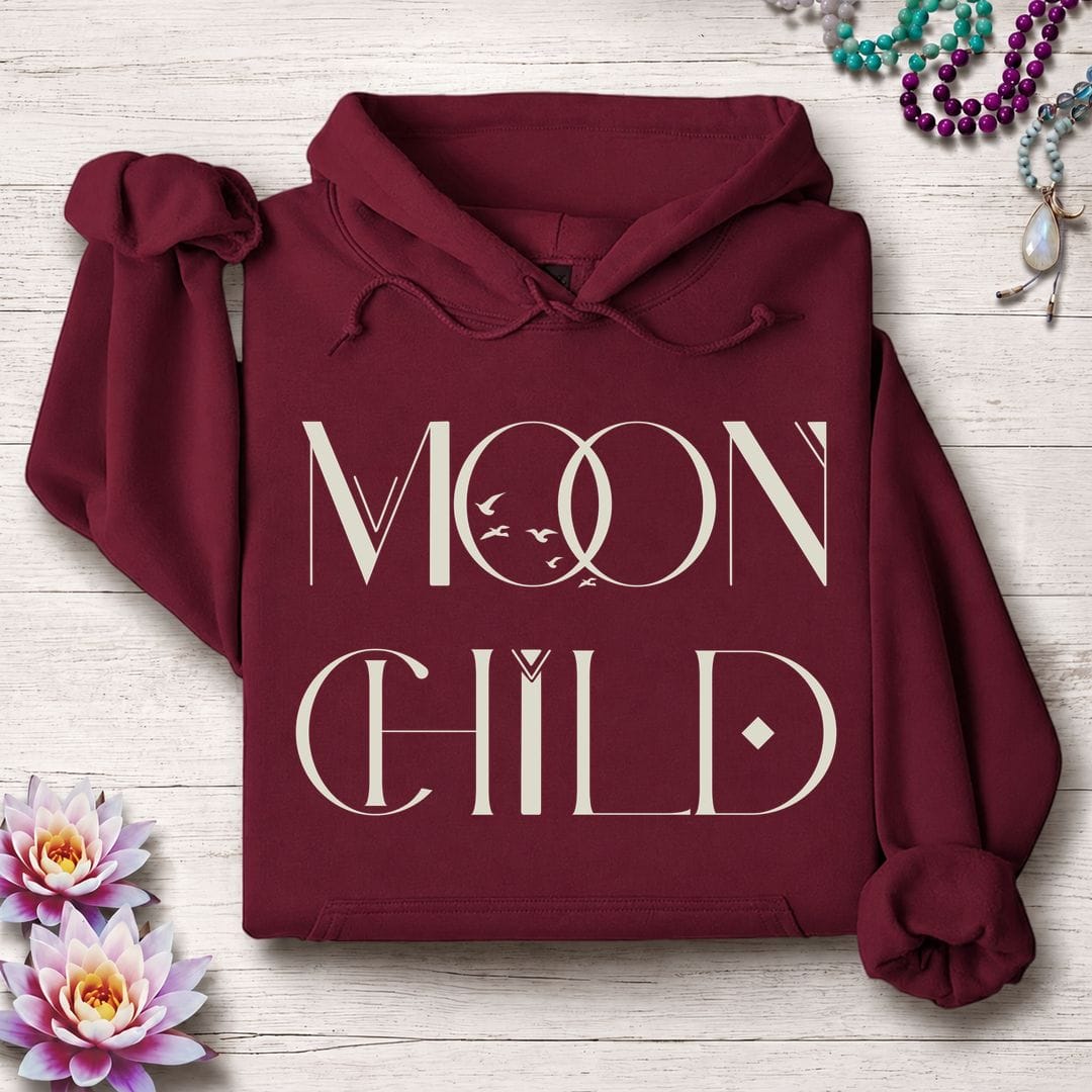 Printify Hoodie Mystic Moon Child Hoodie Maroon / S