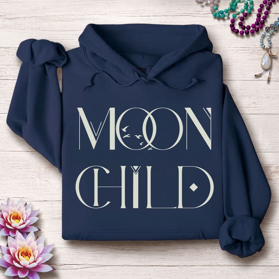 Printify Hoodie Mystic Moon Child Hoodie Navy / S