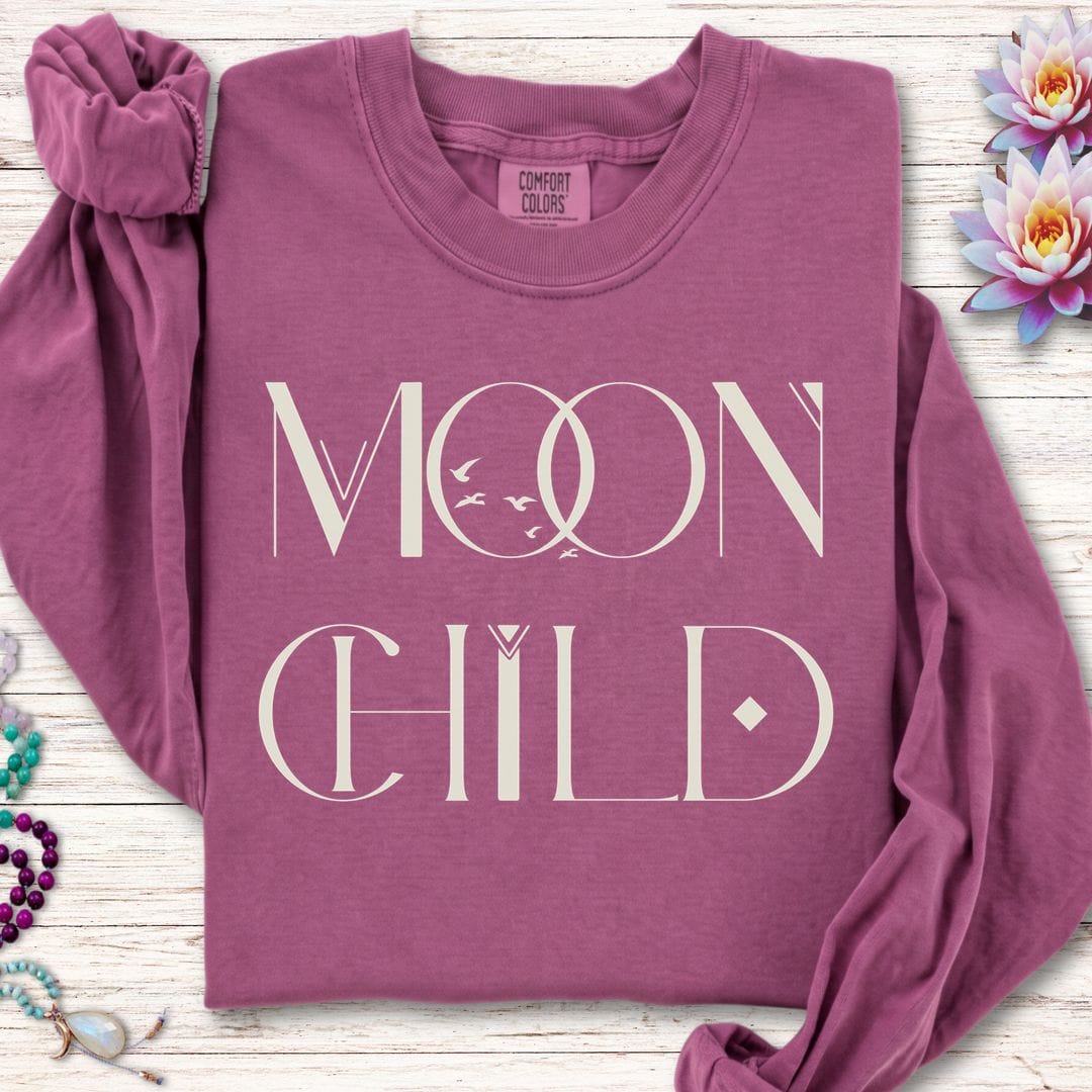Printify Long-sleeve Mystic Moon Child Long Sleeve Tee Berry / S
