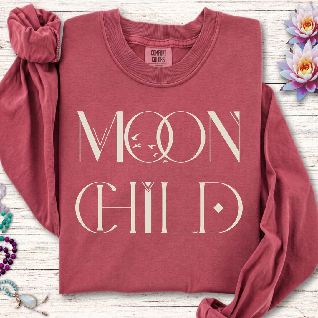 Printify Long-sleeve Mystic Moon Child Long Sleeve Tee Crimson / S