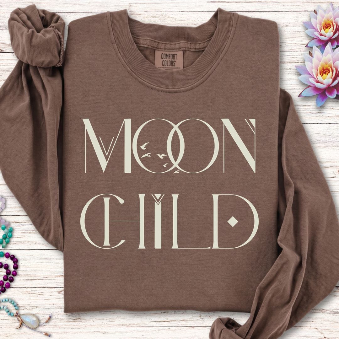 Printify Long-sleeve Mystic Moon Child Long Sleeve Tee Espresso / S