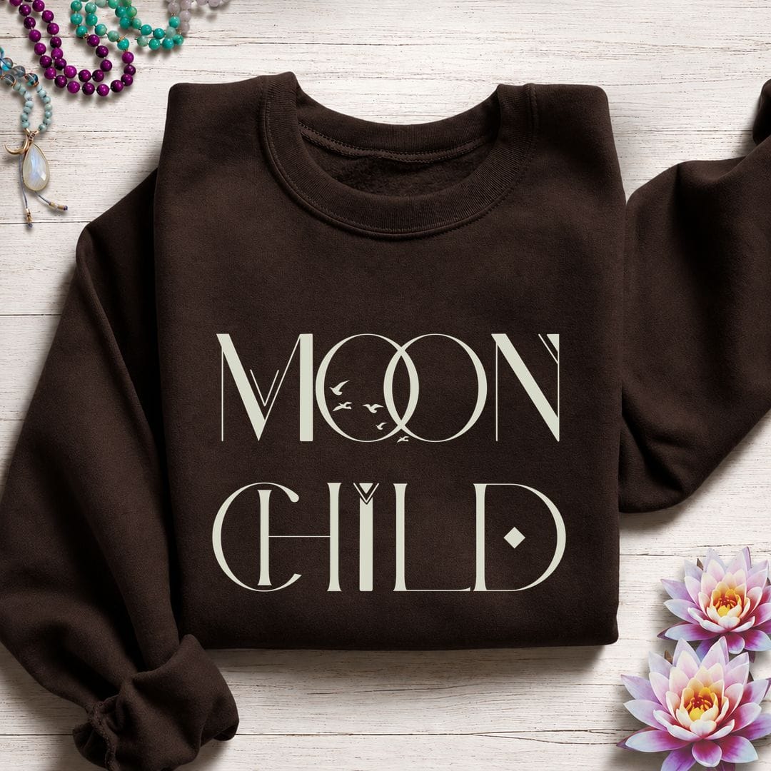 Printify Sweatshirt Mystic Moon Child Sweatshirt S / Dark Chocolate