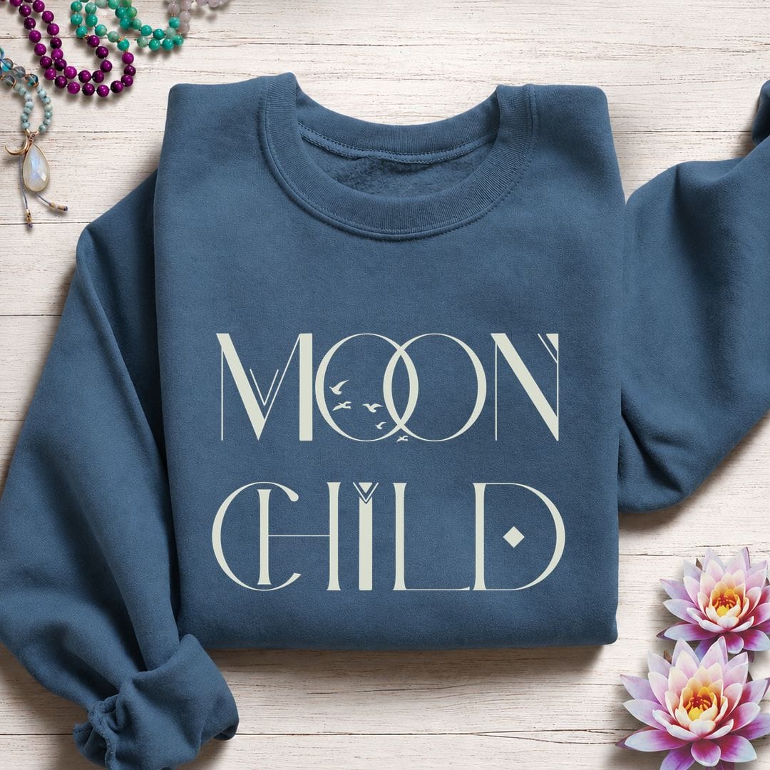 Printify Sweatshirt Mystic Moon Child Sweatshirt S / Indigo Blue