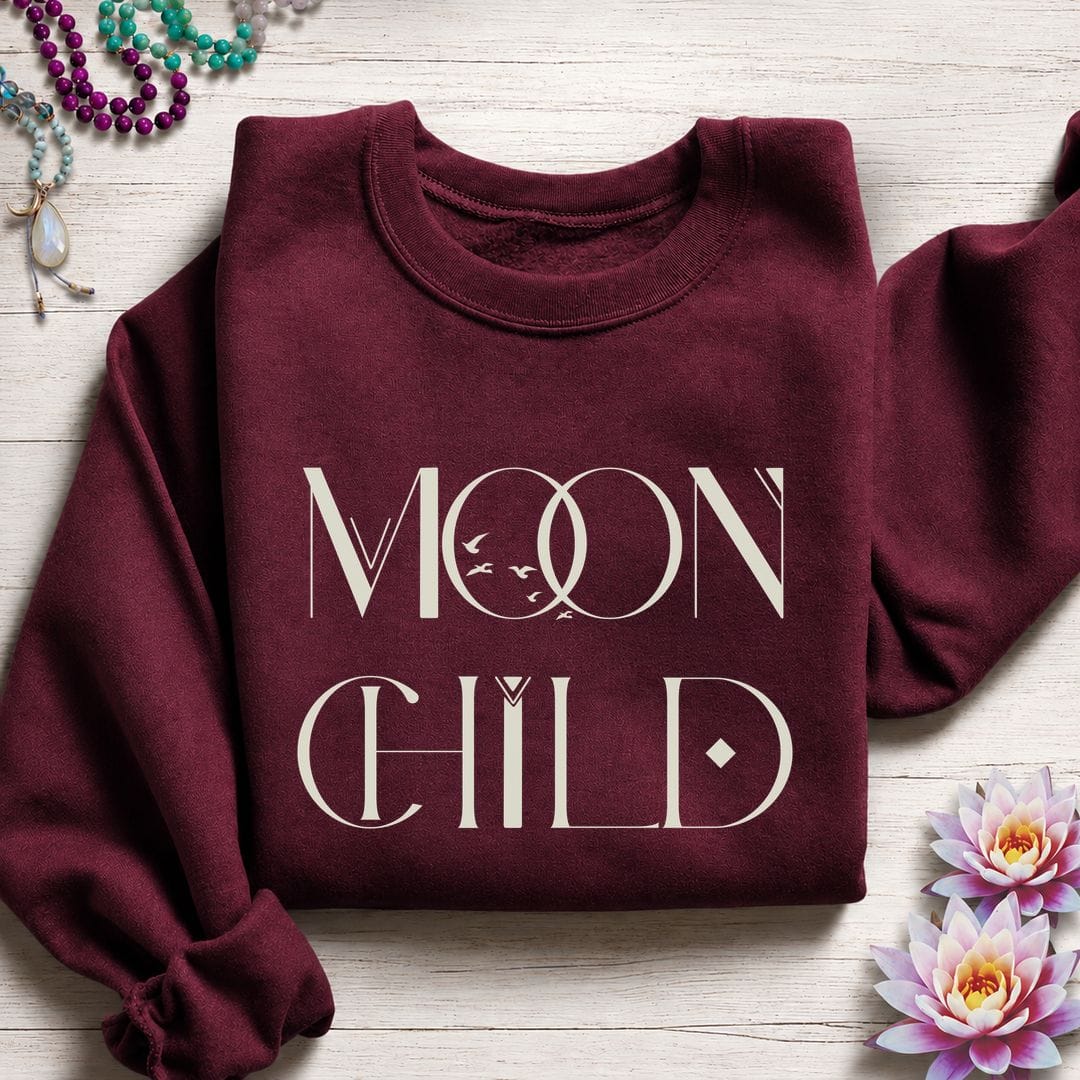 Printify Sweatshirt Mystic Moon Child Sweatshirt S / Maroon
