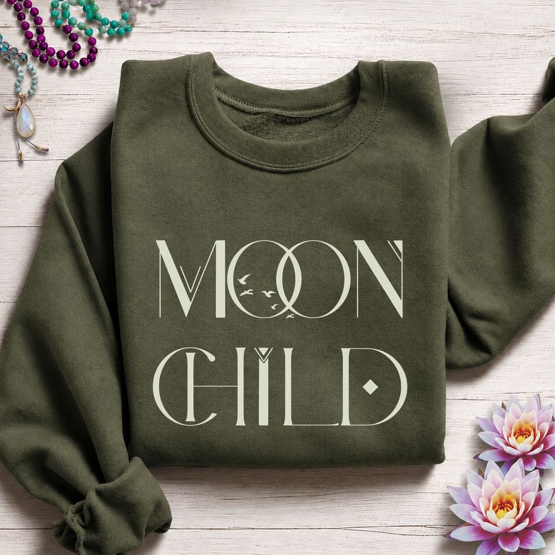 Printify Sweatshirt Mystic Moon Child Sweatshirt S / Military Green