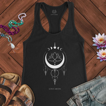 Mystical Lotus Moon Tank Solid Black