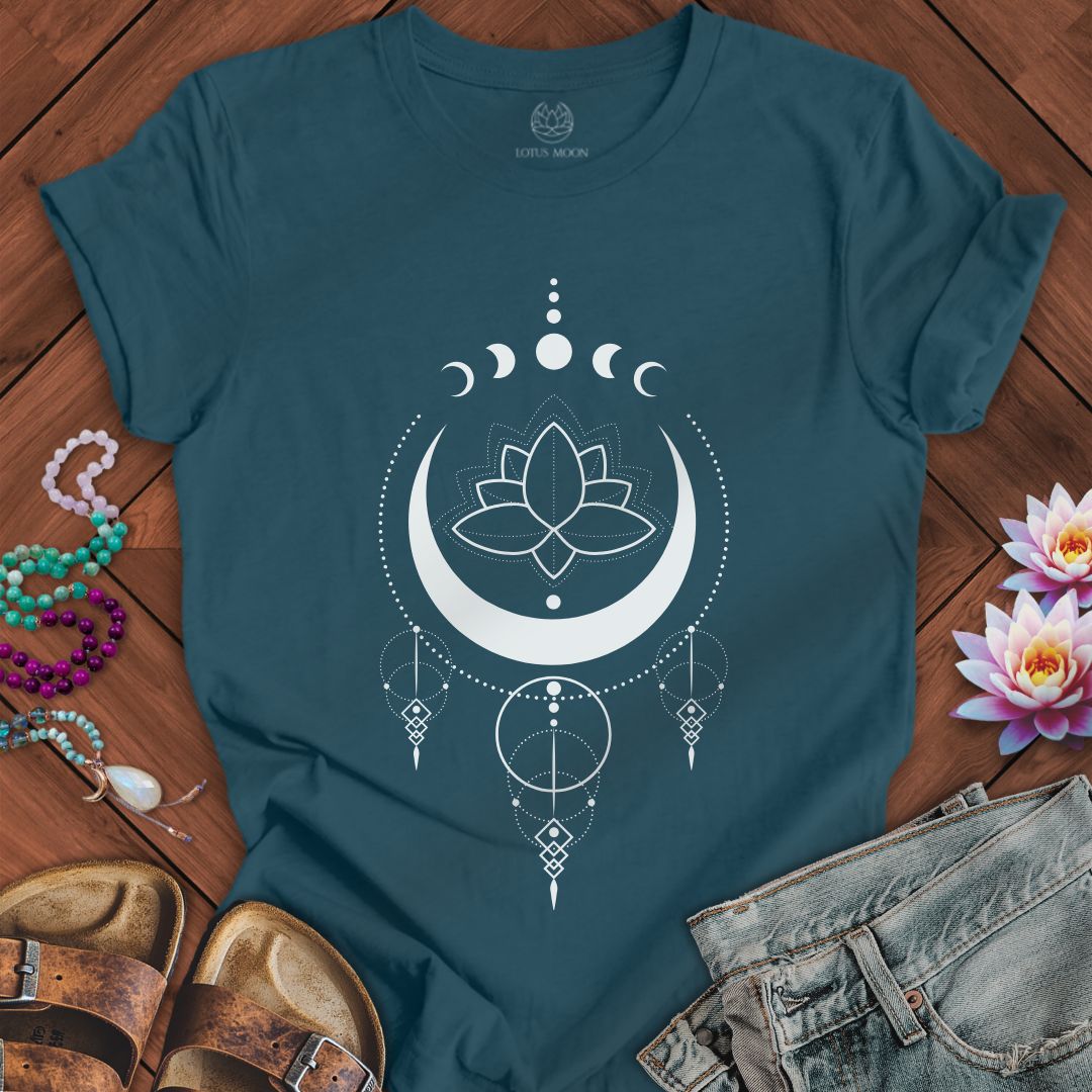 Mystical Lotus Moon Tee Deep Teal
