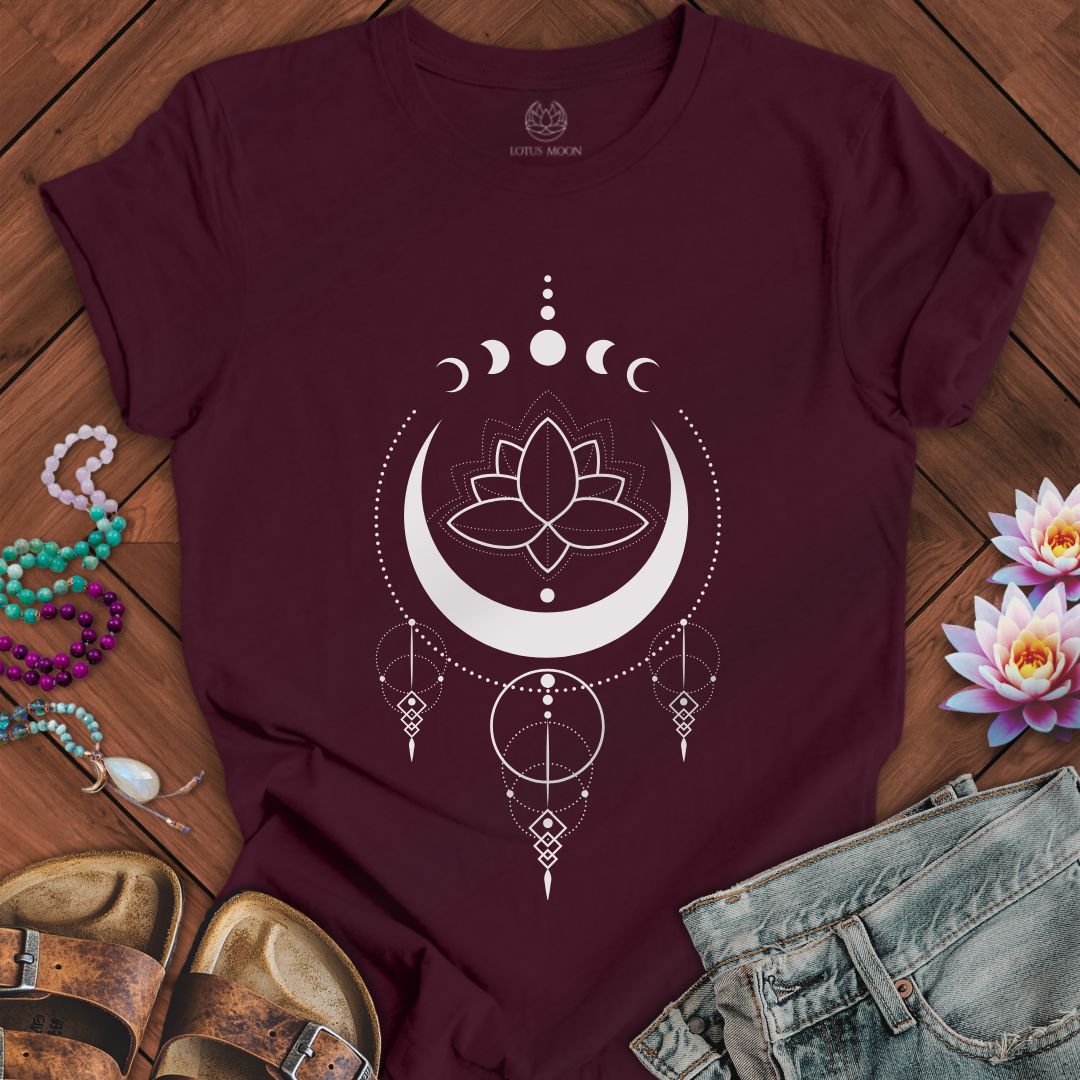 Mystical Lotus Moon Tee Maroon