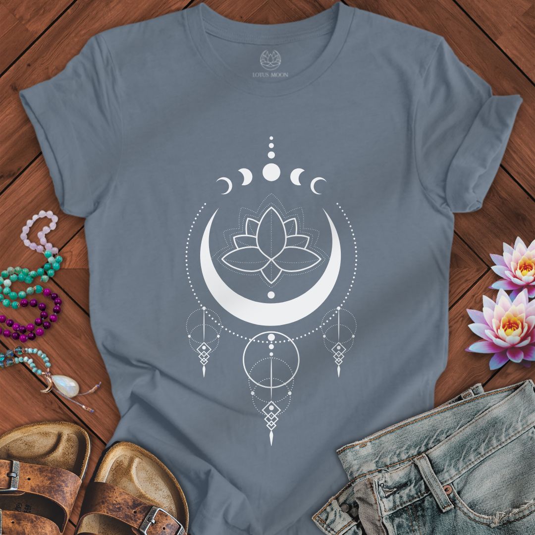 Mystical Lotus Moon Tee Steel Blue