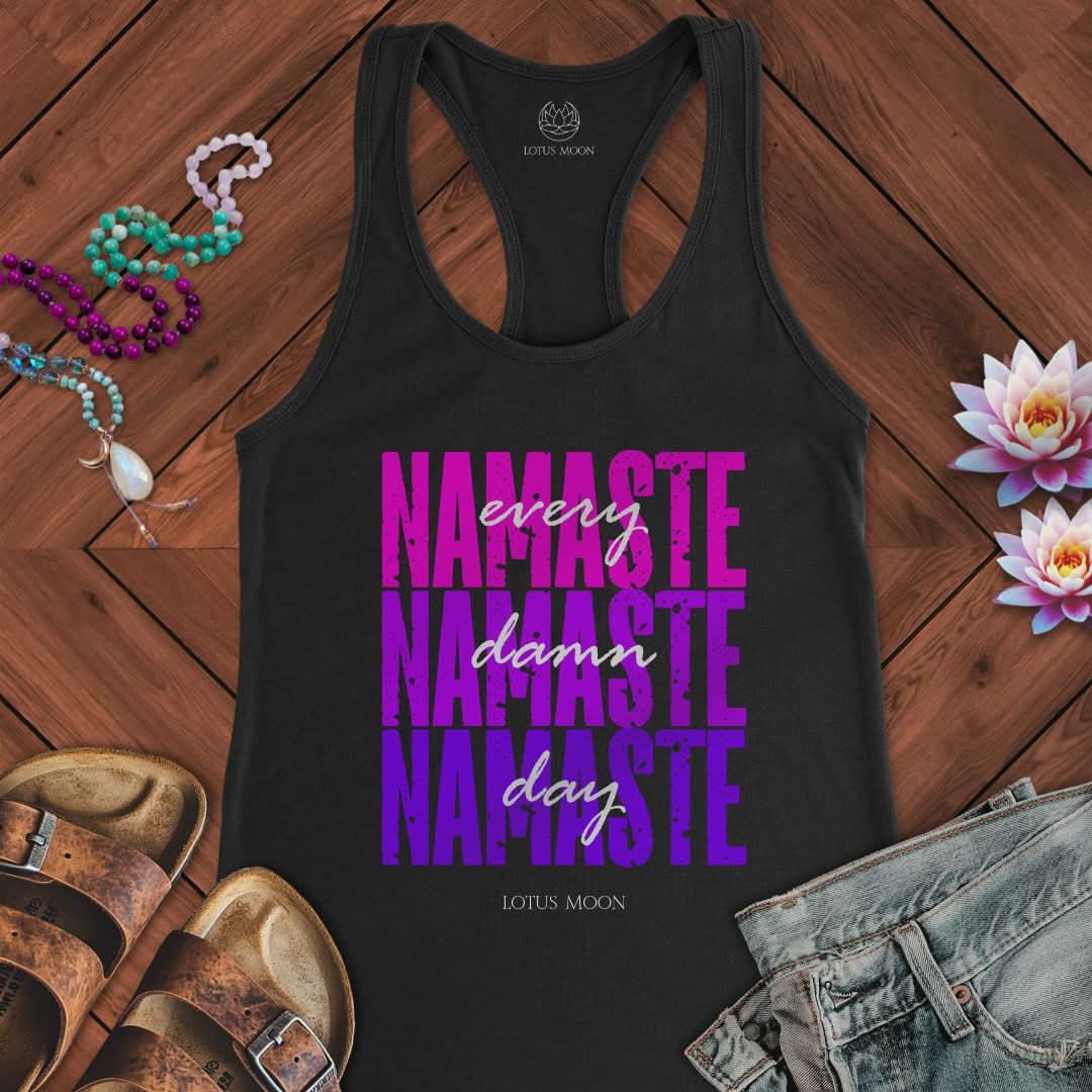 Namaste Every Damn Day Tank Solid Black