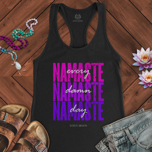 Namaste Every Damn Day Tank Solid Black