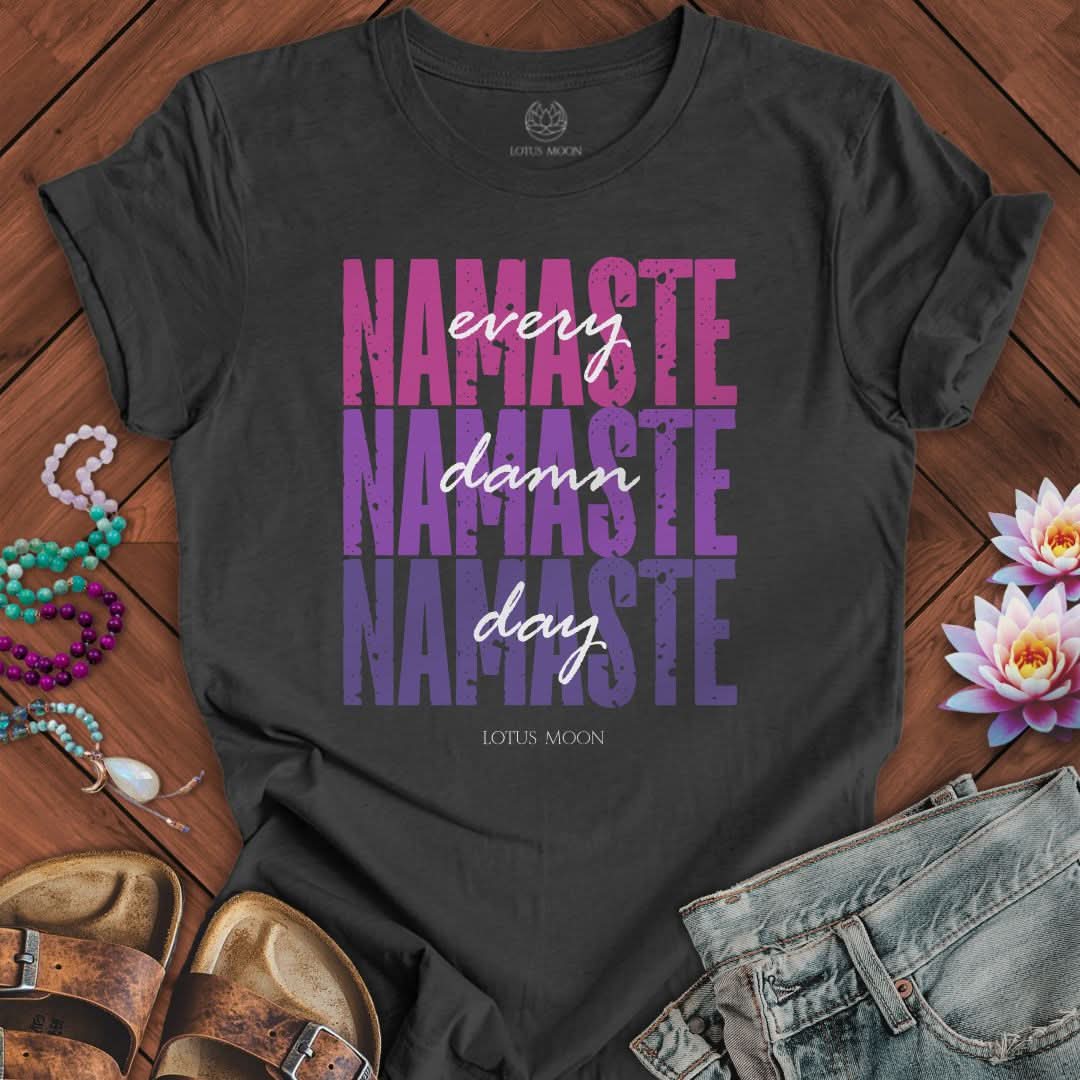 Namaste Every Damn Day Tee Dark Grey Heather