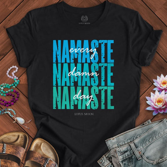 Namaste Every Damn Day Tee Solid Black Blend