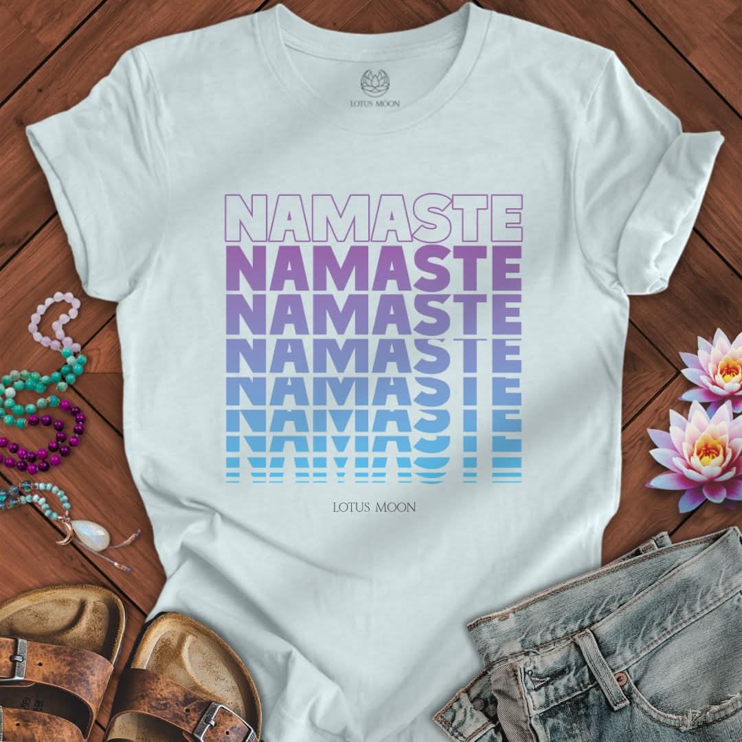 Namaste Fade Tee Heather Ice Blue