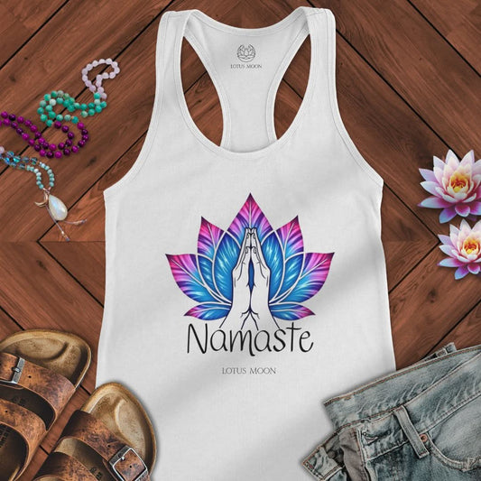 Namaste Hands Tank Solid White