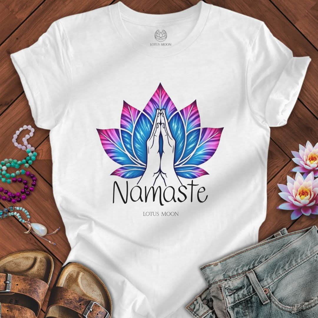 Namaste Hands Tee Solid White Blend