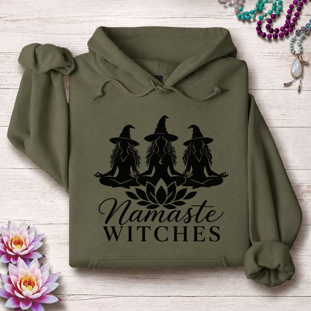 Printify Hoodie Namaste Ladies Hoodie Military Green / S