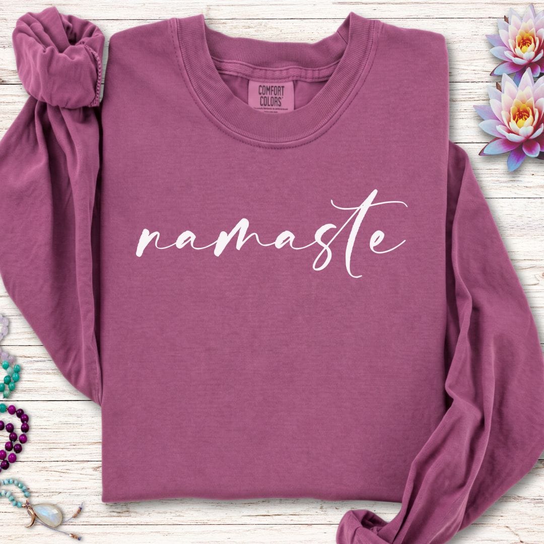 Printify Long-sleeve Namaste Long Sleeve Tee Berry / S