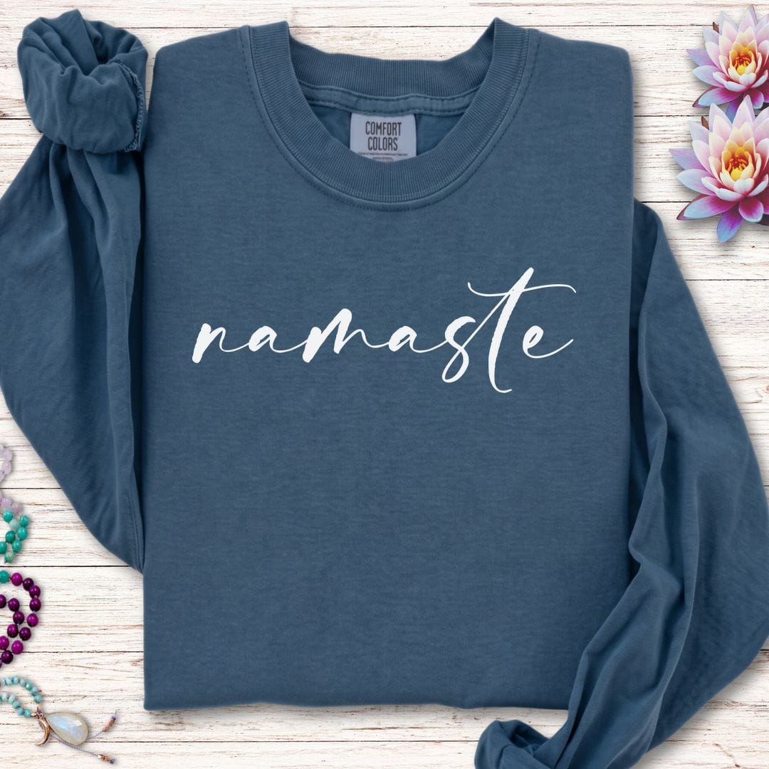 Printify Long-sleeve Namaste Long Sleeve Tee Midnight / S