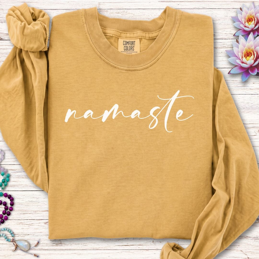 Printify Long-sleeve Namaste Long Sleeve Tee Mustard / S