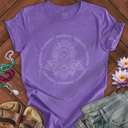Namaste Lotus Flower Tee Heather Team Purple