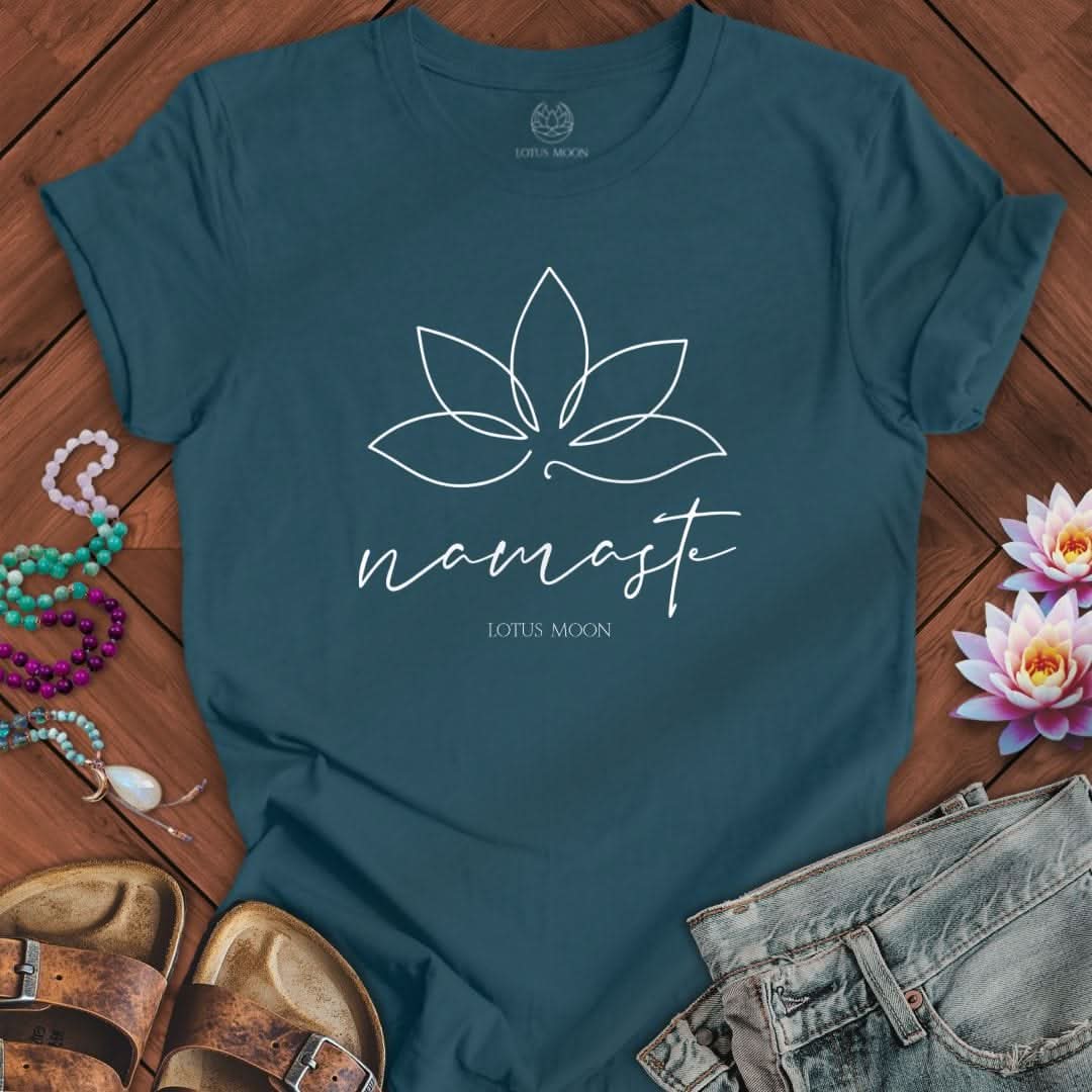 Namaste Lotus Tee Deep Teal