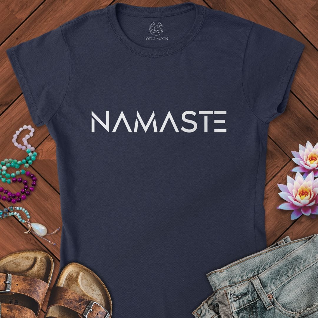 Namaste Text Fitted Tee Navy