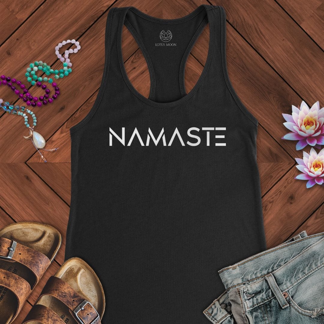 Namaste Text Tank Solid Black