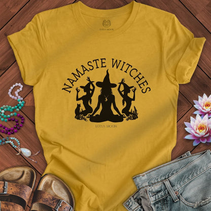 Namaste Witches Tee Heather Mustard
