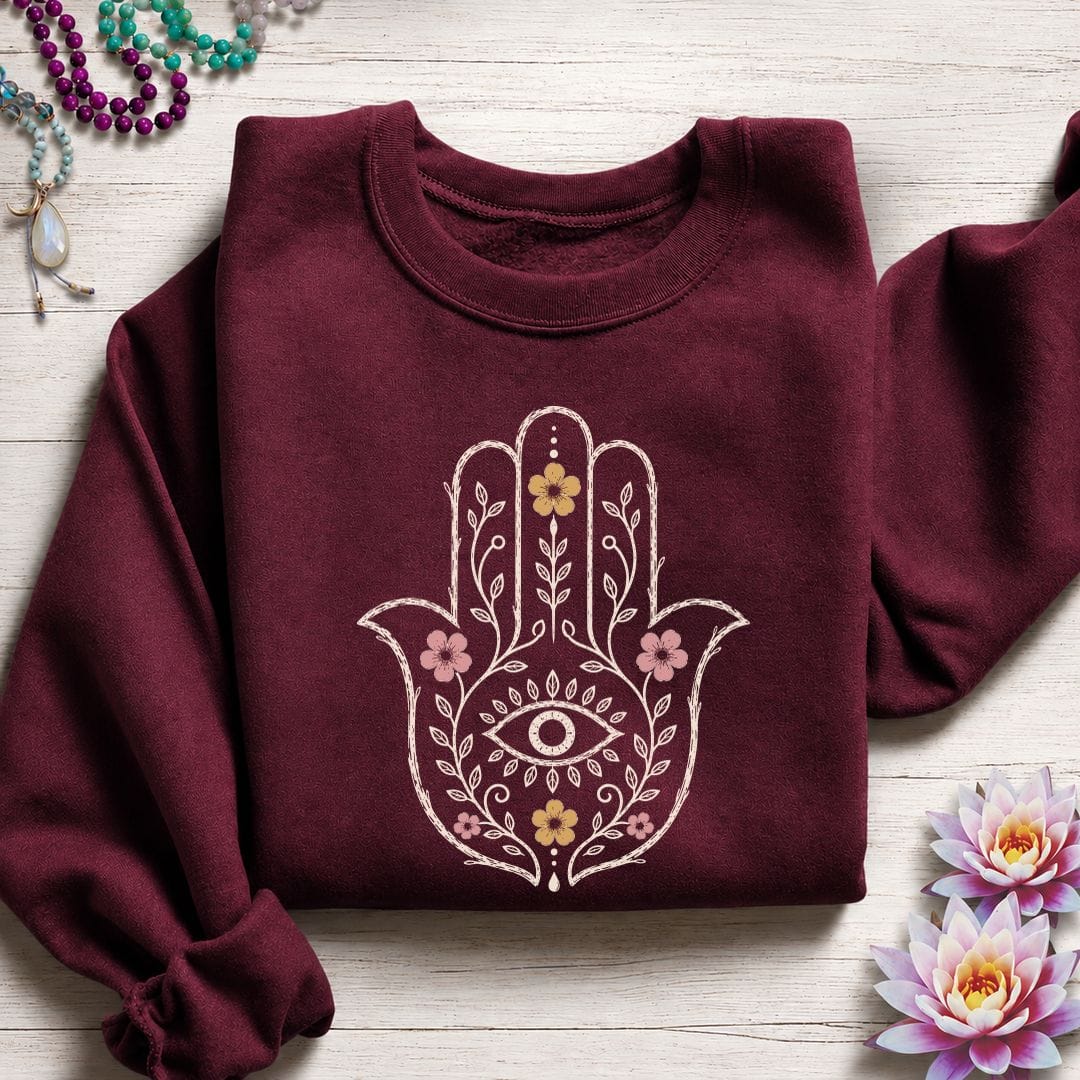 Natural Hamsa Sweatshirt Maroon