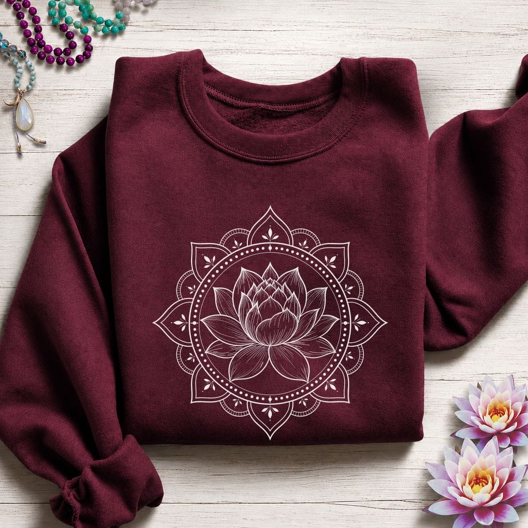 Natural Lotus Mandala Sweatshirt Maroon