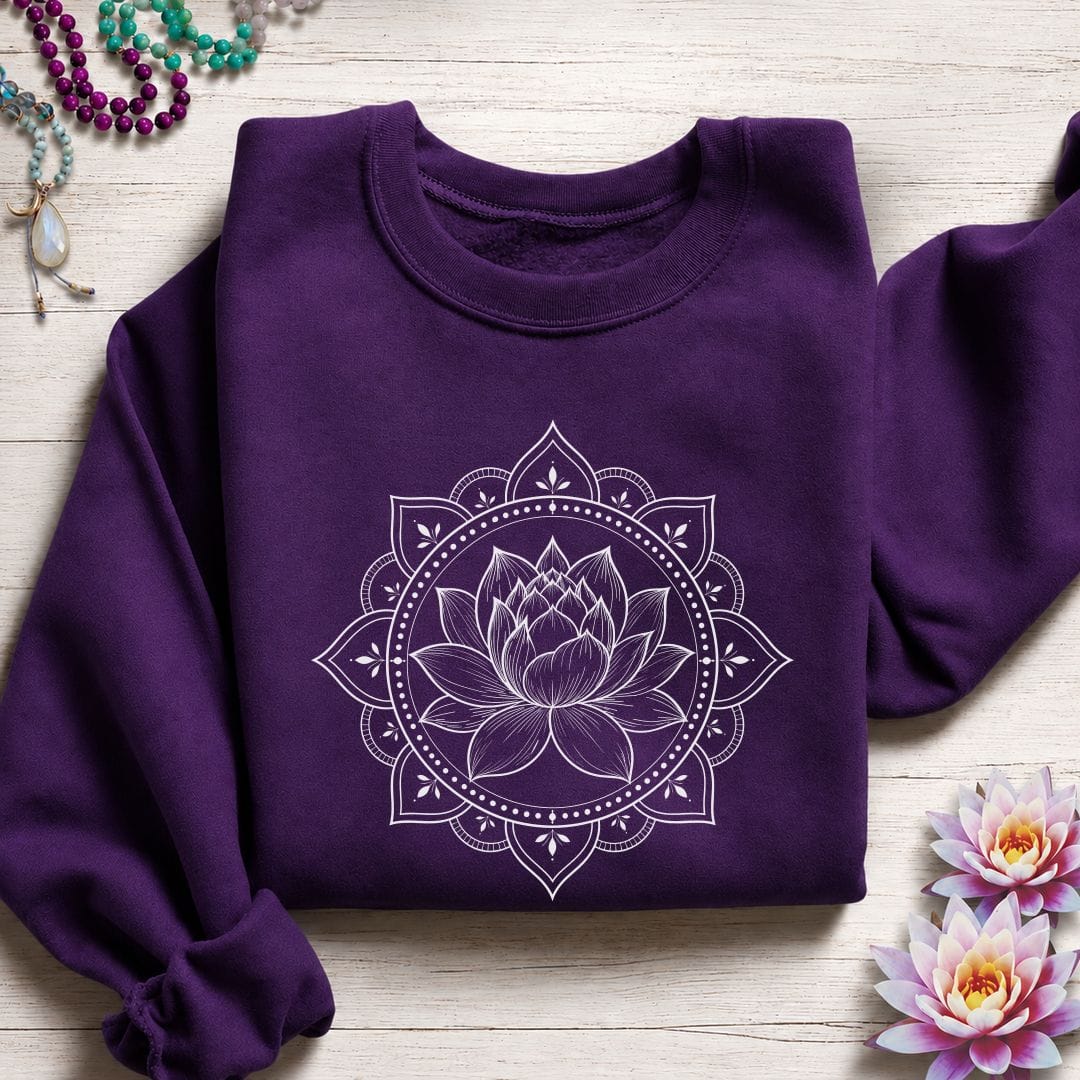 Natural Lotus Mandala Sweatshirt Purple