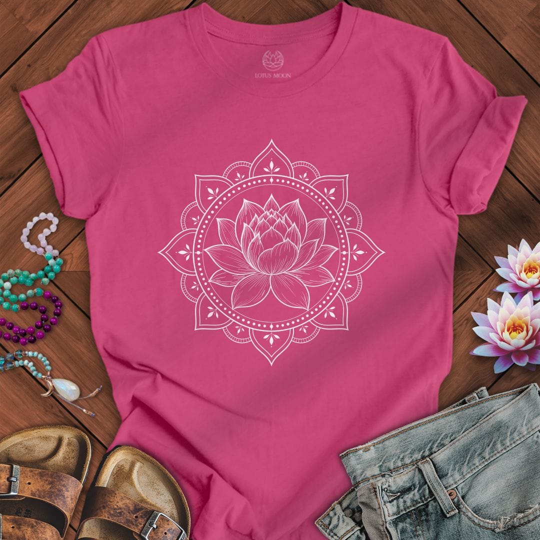 Printify T-Shirt Natural Lotus Mandala Tee Berry / S