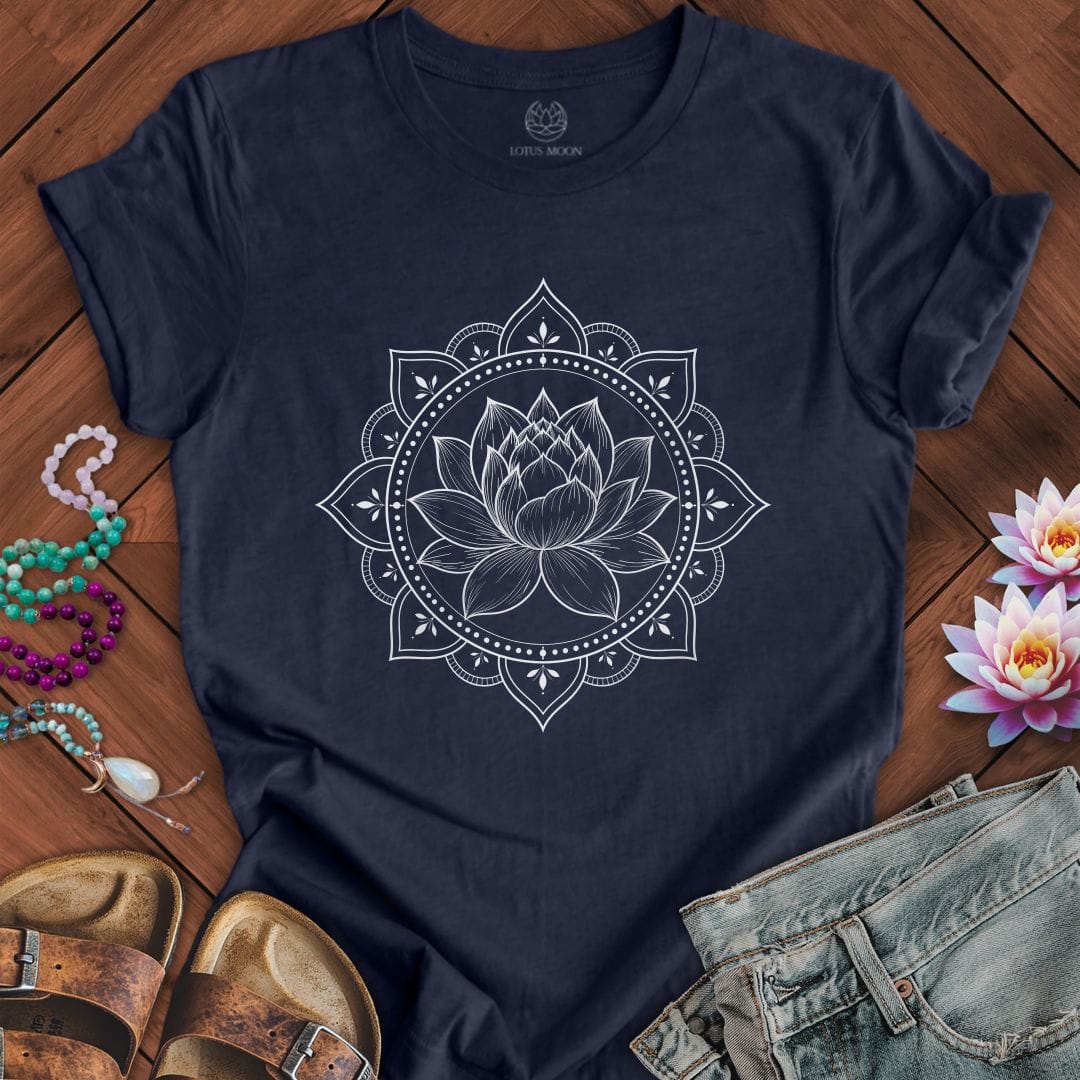 Printify T-Shirt Natural Lotus Mandala Tee Heather Midnight Navy / S