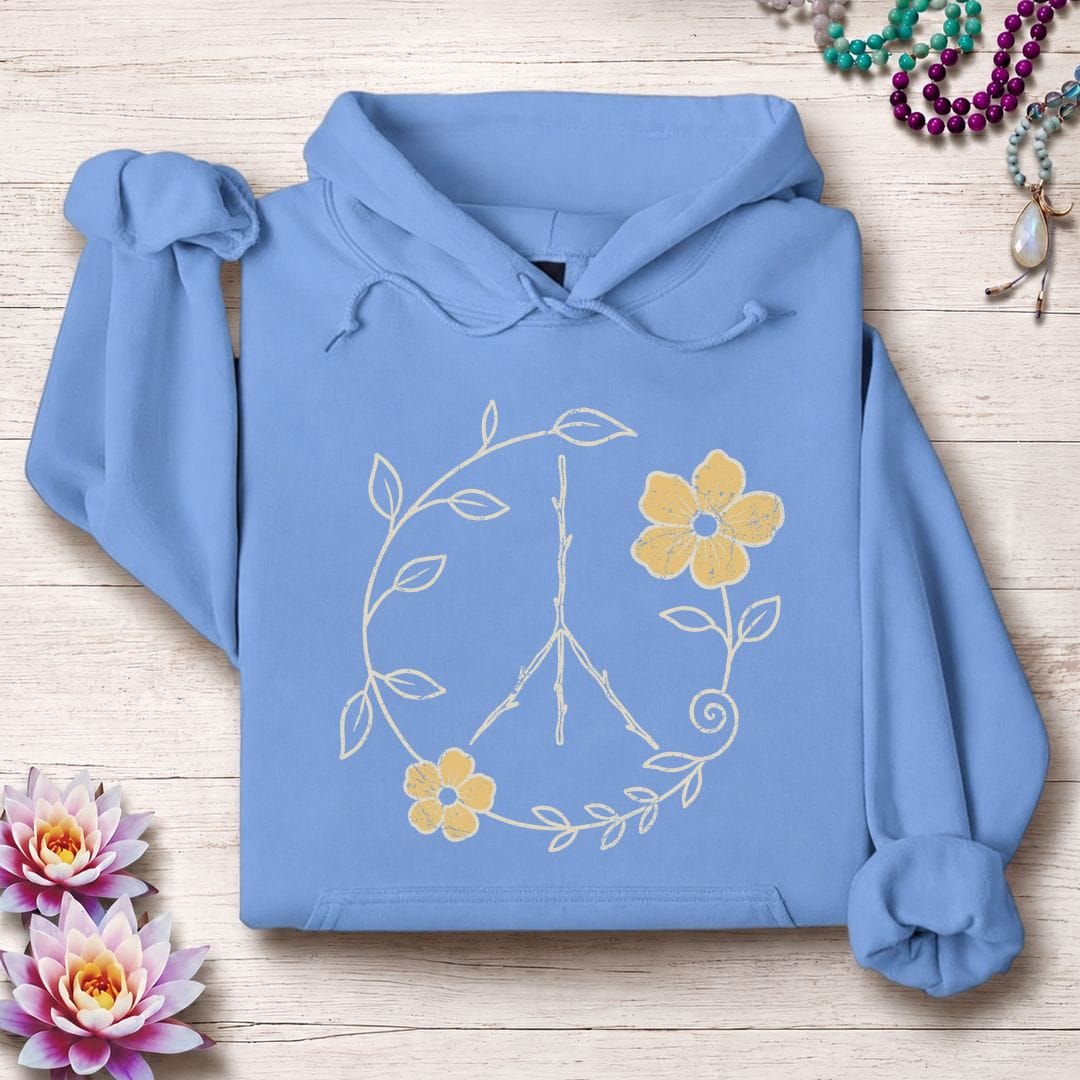 Printify Hoodie Natural Peace Sign Hoodie Carolina Blue / S