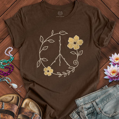 Printify T-Shirt Natural Peace Sign Tee Heather Brown / S