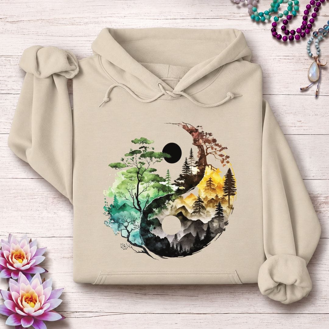 Printify Hoodie Nature Yin Yang Hoodie Sand / S