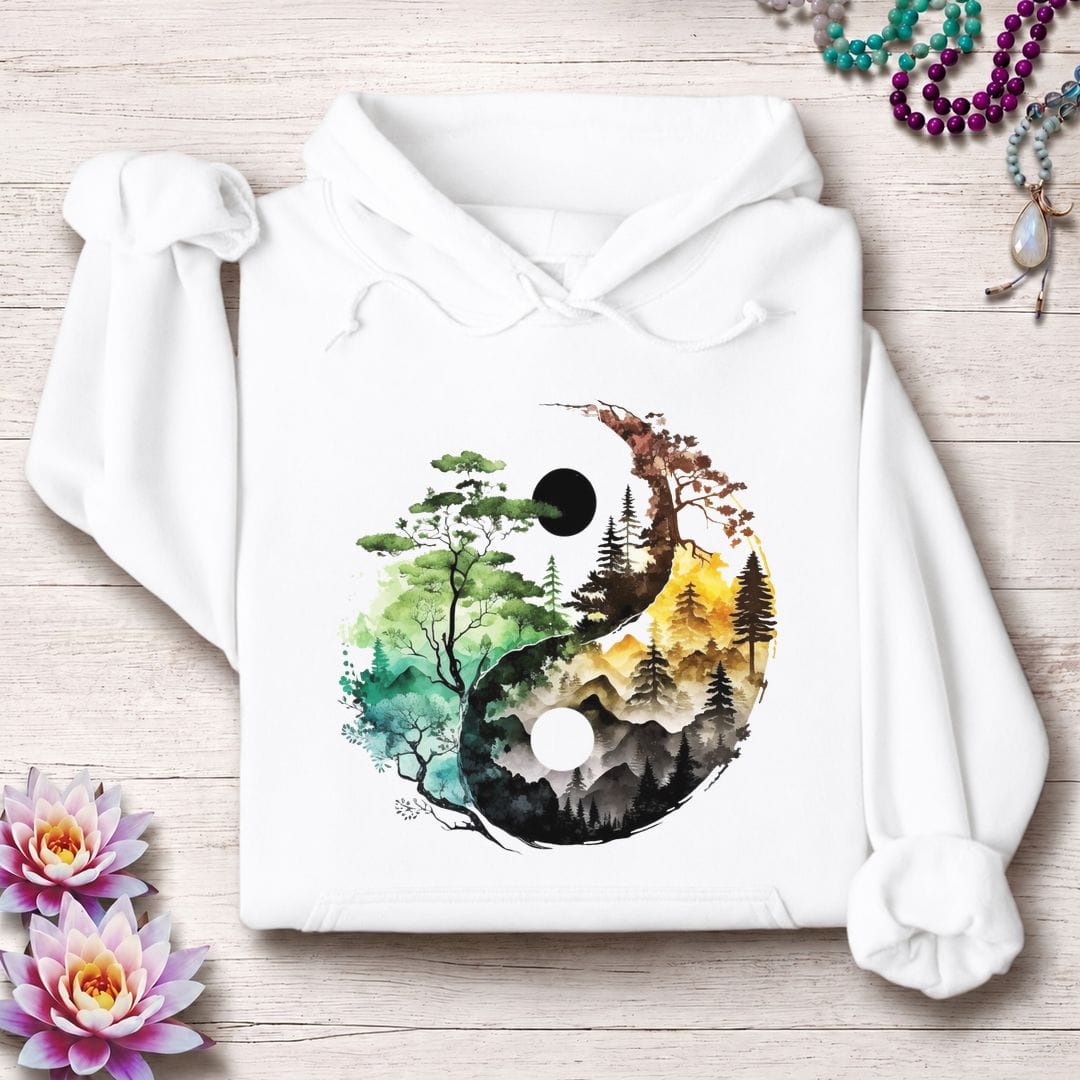 Printify Hoodie Nature Yin Yang Hoodie White / S